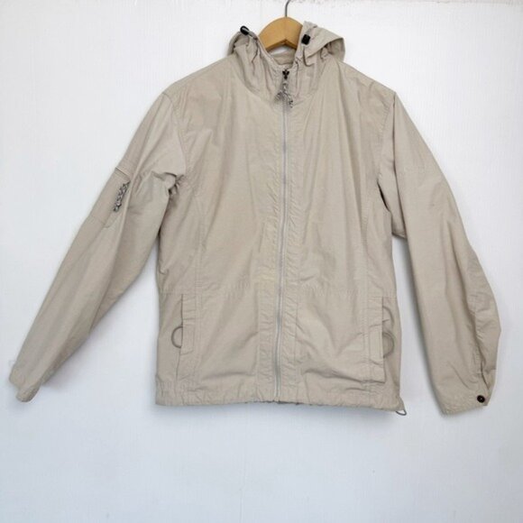 Columbia Windbreaker Jacket Beige Full Zip Hooded Size Large - Picture 10 of 10